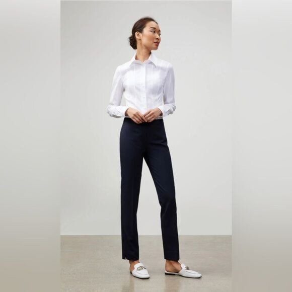 LAFAYETTE 148 Navy Blue Wool Tapered Leg Dress Office Trouser Pants Womens 8 - Picture 1 of 10